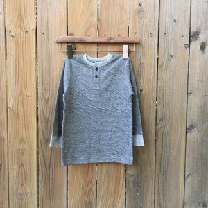 Toddler 3T Long Sleeve Henley Top Grey Melange Double Layer Jersey, Boys New